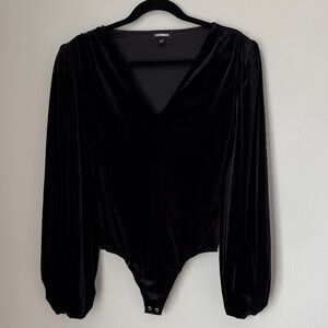 Express Women's Elegant Black Velvet Bodysuit